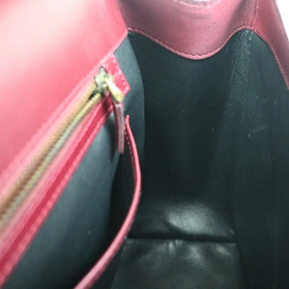 GUCCI Logo Top Handle Shoulder Hand Bag Leather Red GHW Italy - Picture 9 of 16